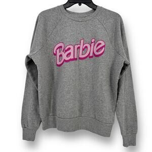 Junk Food Barbie Pullover Sweatshirt Womens Size Small Heather Gray Pink